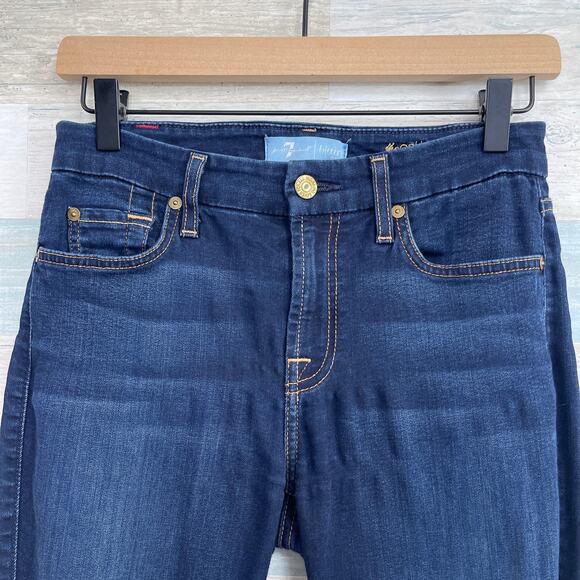 7 For All Mankind B(air) Stretch Skinny Ankle Jeans Dark Wash Mid Rise Womens 25 - Picture 2 of 9